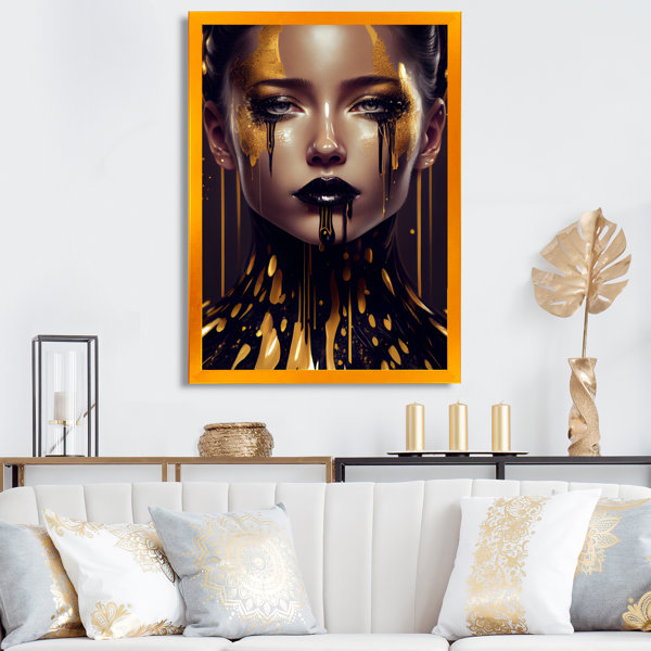 DesignArt Sensual Liquid Gold Woman VI Framed On Canvas Print Wayfair